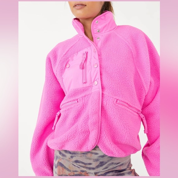 FP Movement by Free People Jackets & Blazers - FP Movement Free People Pink Hit The Slopes Fleece Jacket